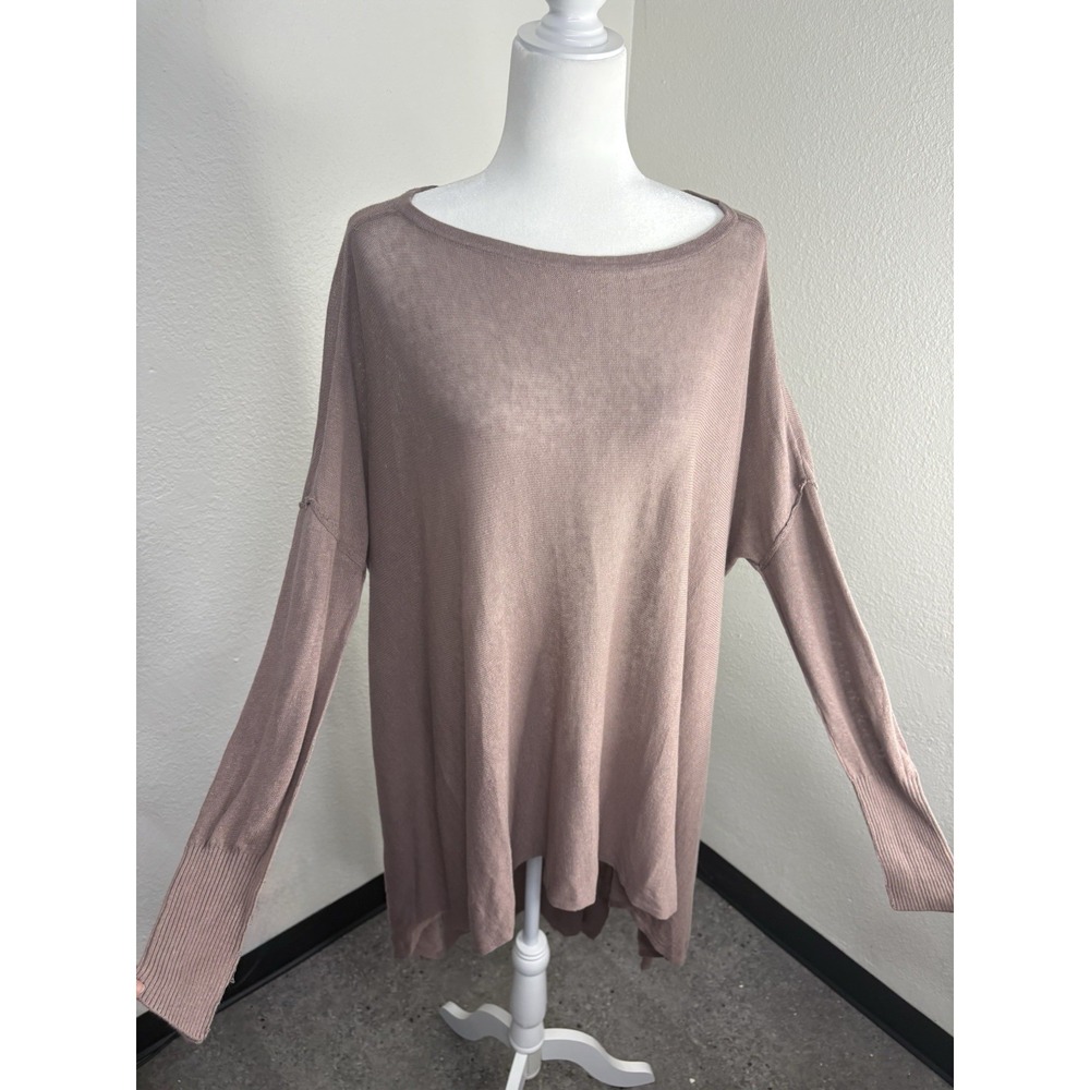 Free People Women's XS/S Faded Brown Bianca Linen-Blend Long Tunic